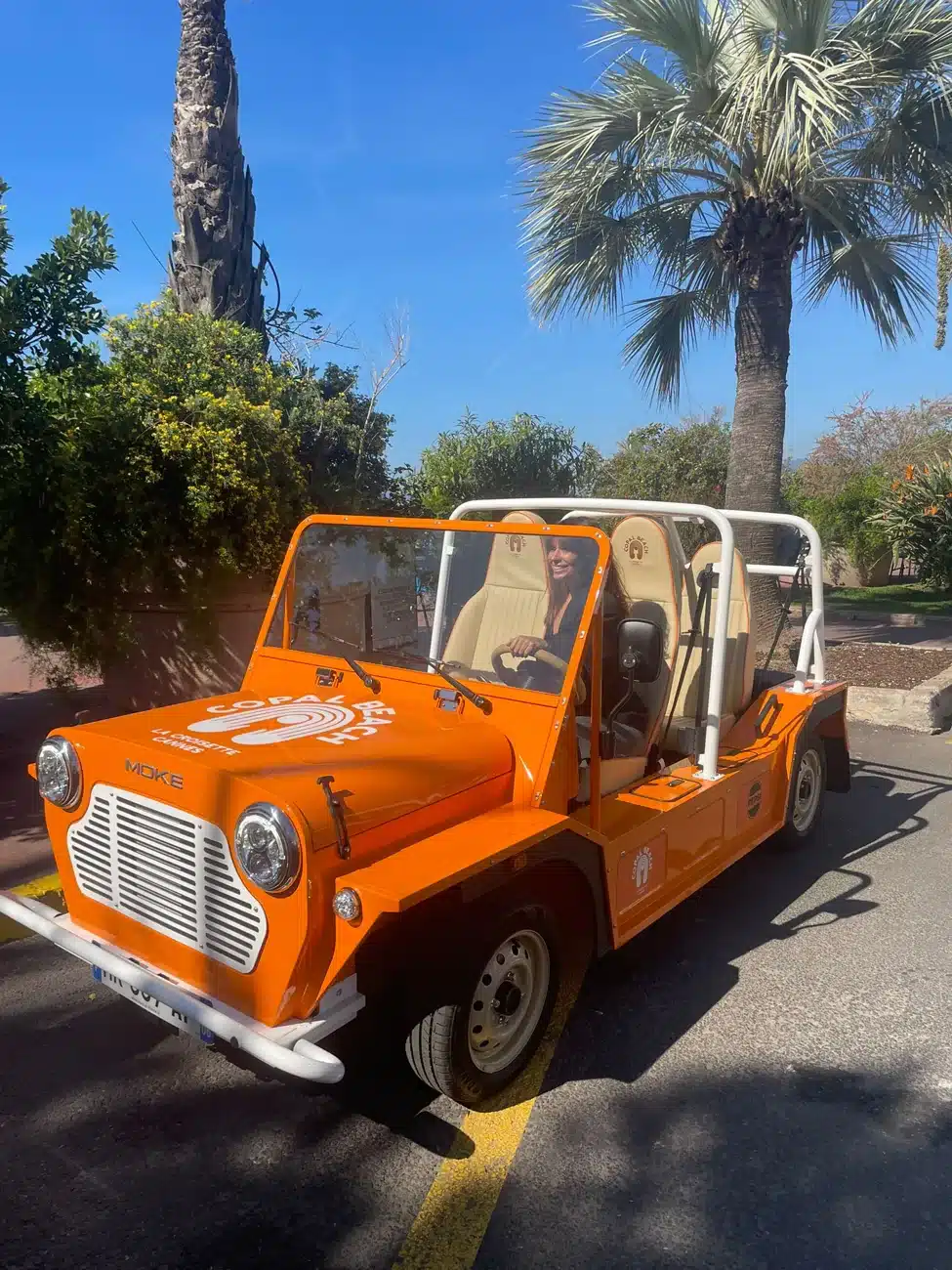 Sticker de capot Copal Beach sur Moke électrique orange